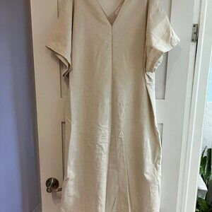 Oak + Fort Cream Linen Minimalist Dress, O/S